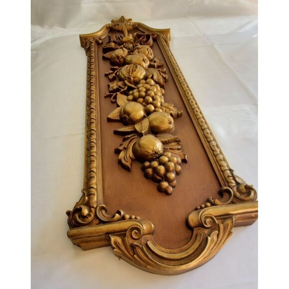 Vintage Mid Century 1974 Syroco Grapes Pomegranates Wall Plaque Large 41'' - Picture 2 of 10